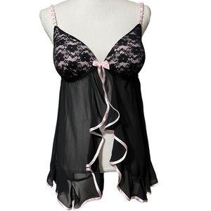 Baby pink and black babydoll sexy retro